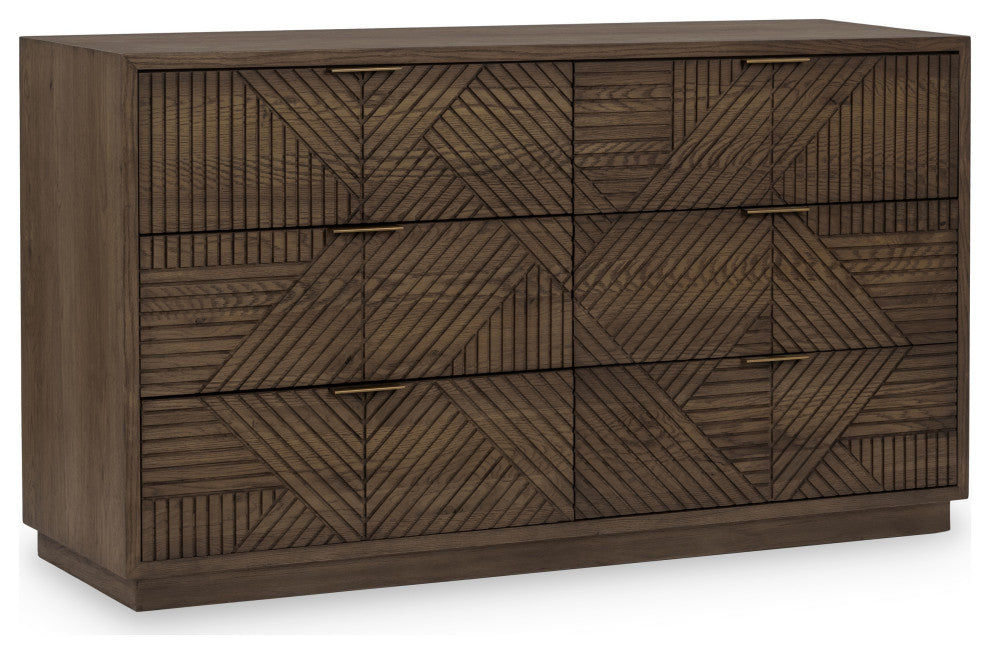 Santa Clara 6-Drawer Wood Dresser, Toasted Brown