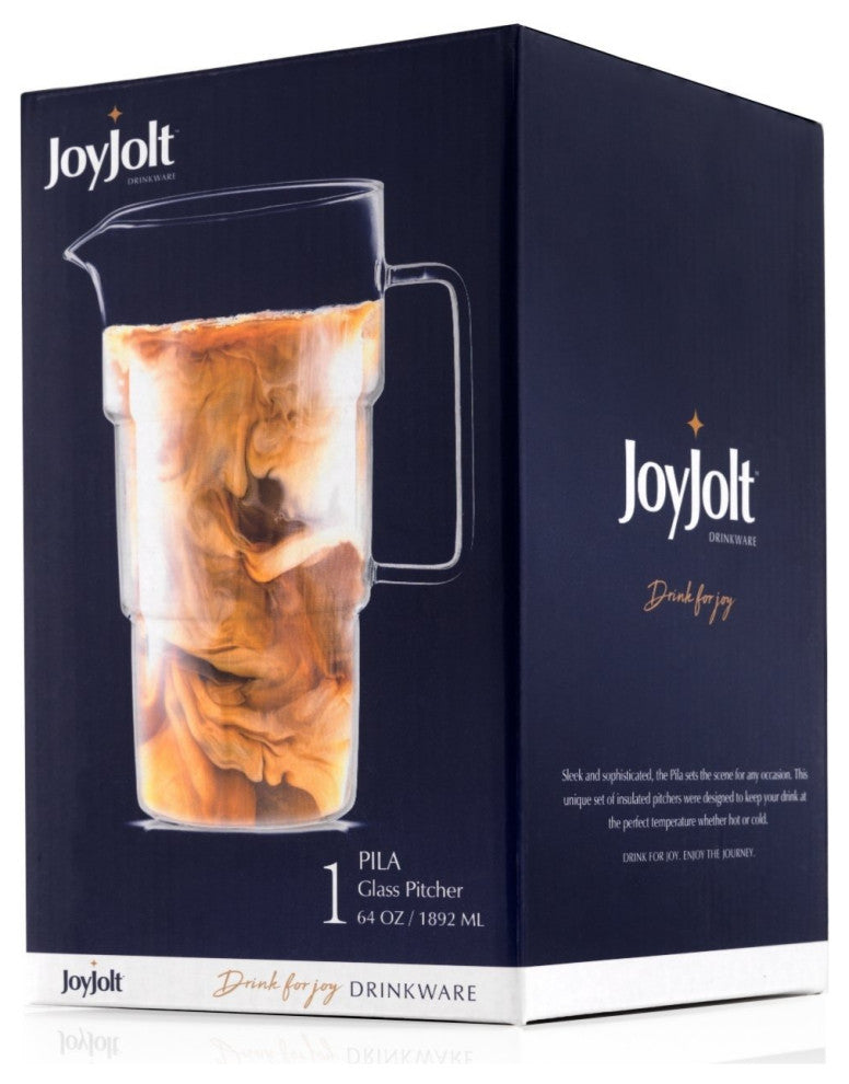 Pila Half Gallon Glass Drink Pitcher With Spout 64oz