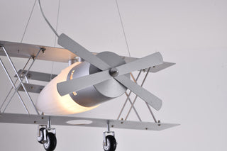 Airplane Light Fixture With Frosted White Glass, Silver
