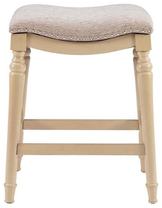 Home Square 27" Big and Tall Wood Counter Stool in Off White Cream - Set of 3