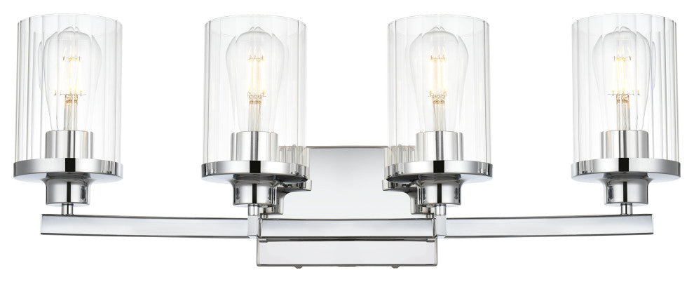 4 Light Chrome And Clear Bath Sconce