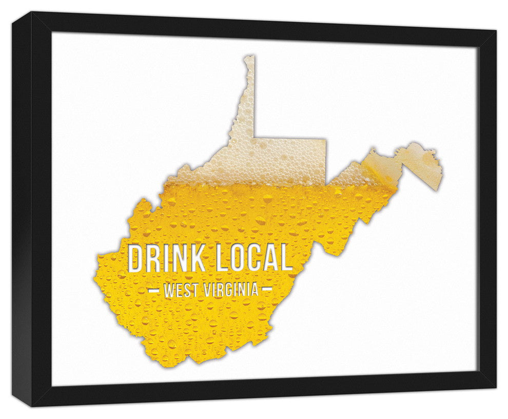 West Virginia Drink Local Beer Wall Art, Framed Canvas