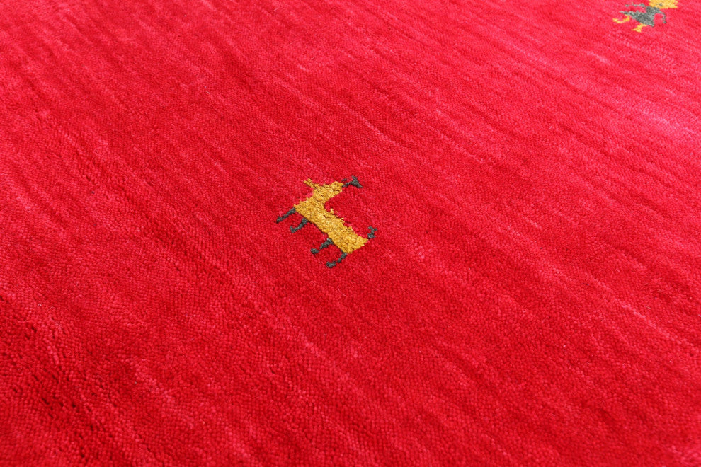 6' Square Persian Gabbeh Hand Knotted Wool Rug - Q15264