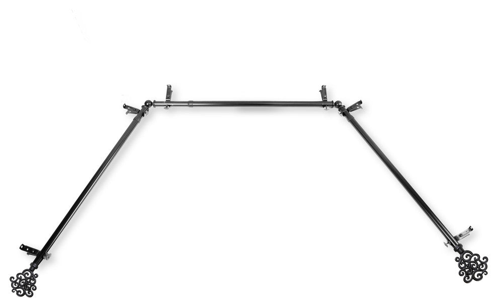 Fabritio 13/16" Bay Window Curtain Rod, Black