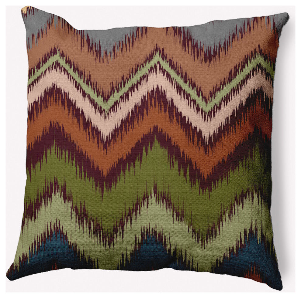 18" x 18" Ikat Chevron Indoor/Outdoor Polyester Throw Pillow, Pomegranate