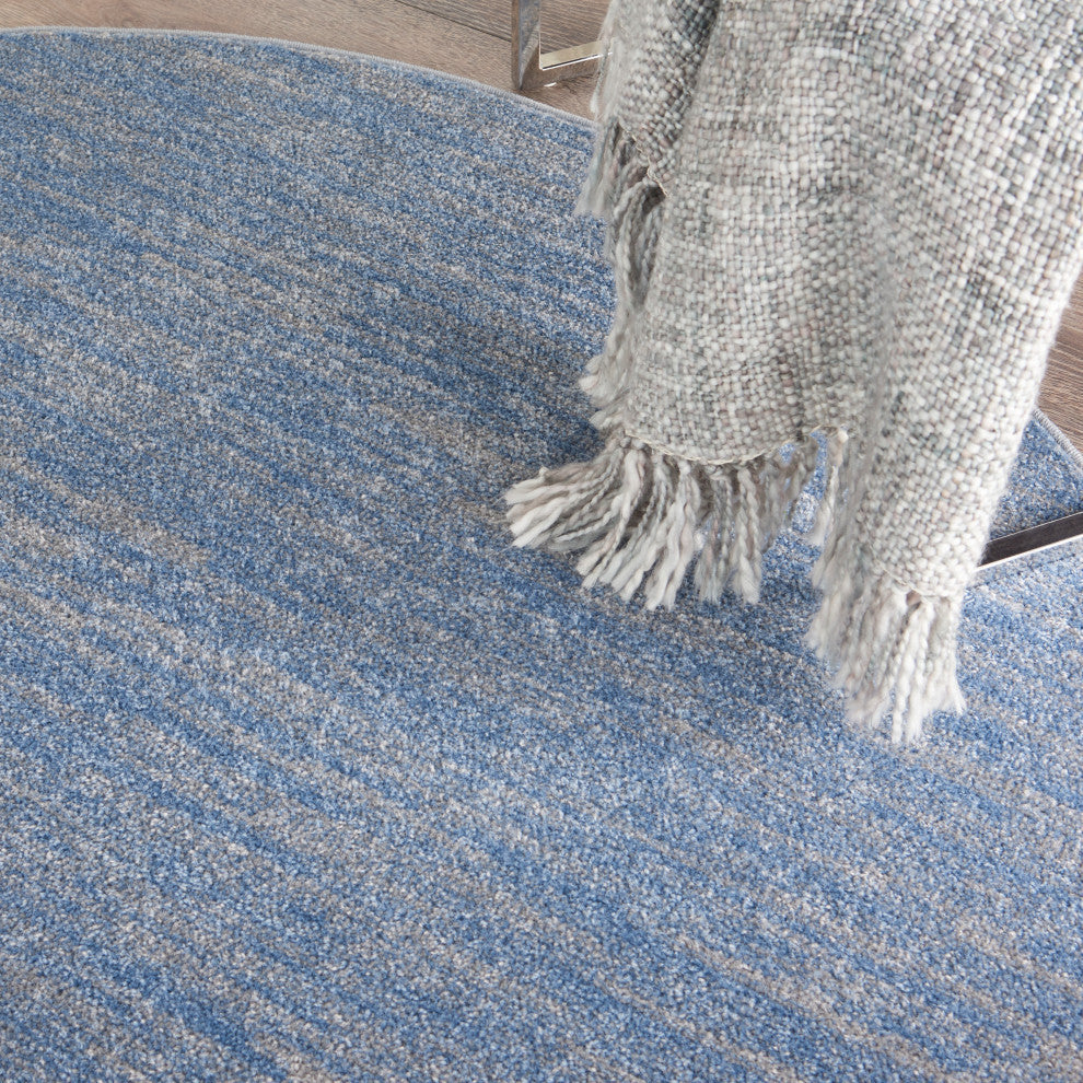 Nourison Essentials 6' x Round Blue/Grey Outdoor Area Rug