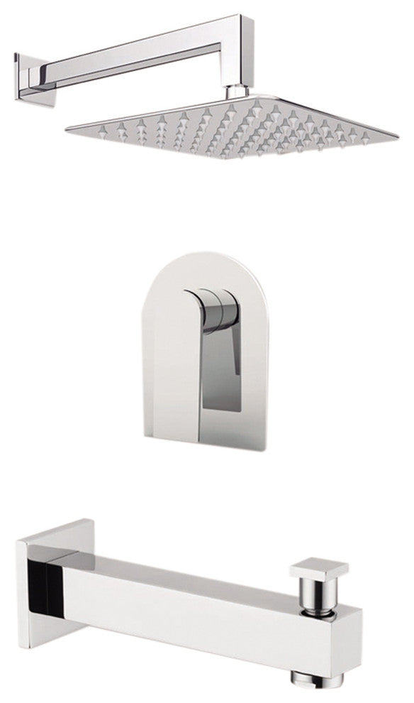 Aquamoon Havana 8" Showerhead, Spout With Wall Arm, Brushed Nickel