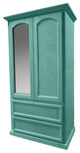 Modern Solid Wood Armoire With Arched Door With Mirror, Aqua Fiesta
