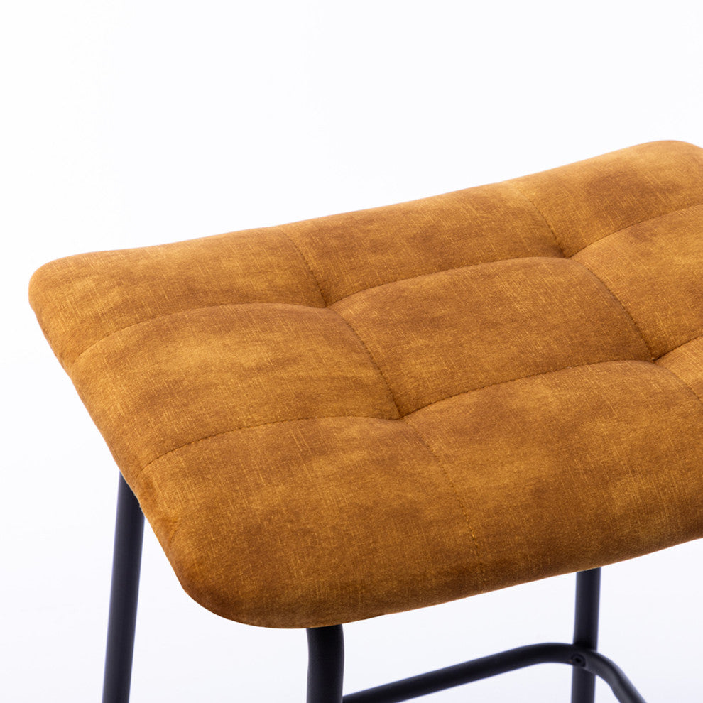 Saddle Tufted 24" Counter Stools Set of 2, Yellow-New Velvet