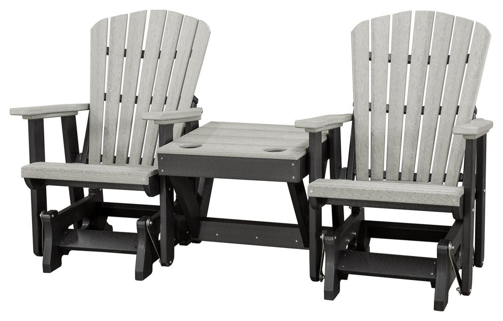 OS Home and Office Model 515LGB-K Double Glider With Center Table, Light Gray