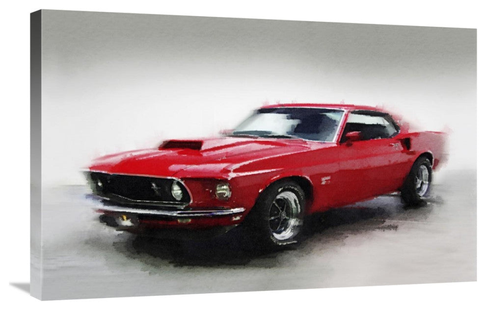 "1969 Ford Mustang Watercolor" Fine Art Print