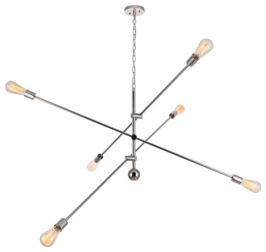 Elegant LD8013D55PN Axel 6 Lights Polished Nickel Pendant
