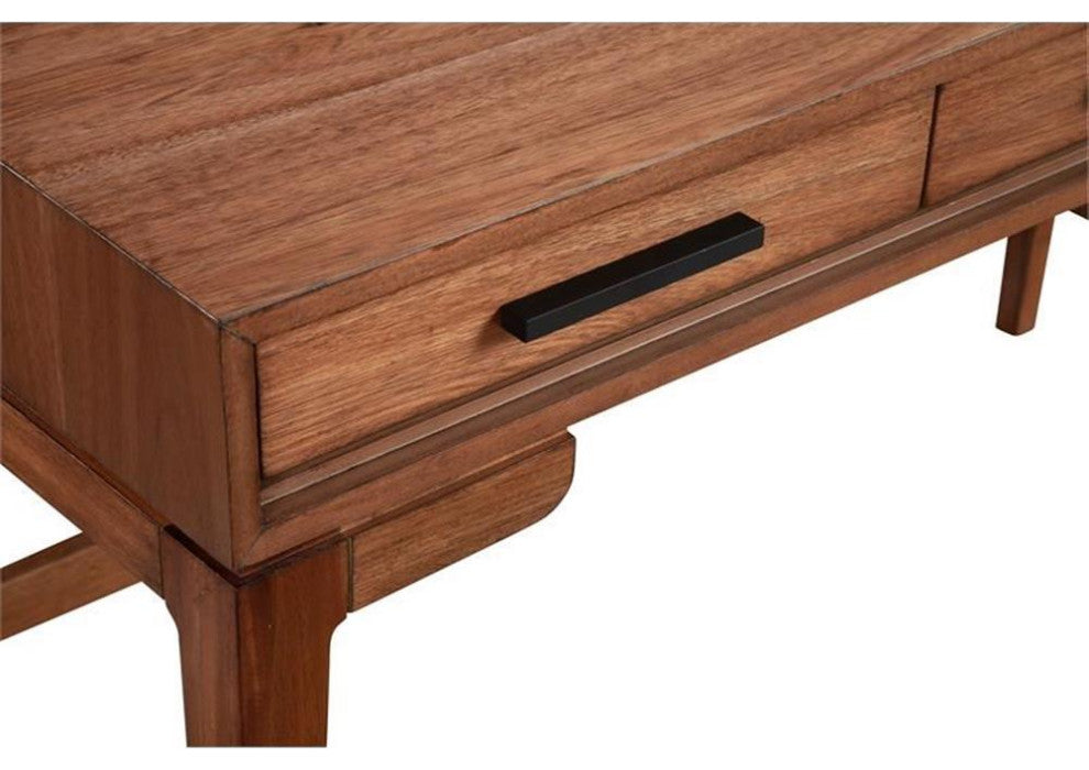 Origins by Alpine Nova Large Wood Desk in Honey Maple (Brown)