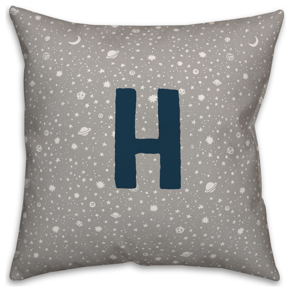 Monogram H Space Doodle 16x16 Spun Poly Pillow