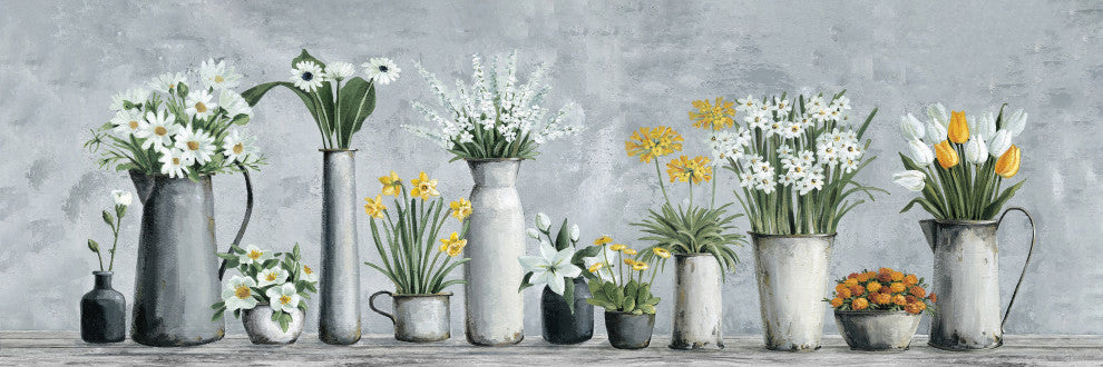 "Blooms, White and Yellow" Painting Print on Wrapped Canvas