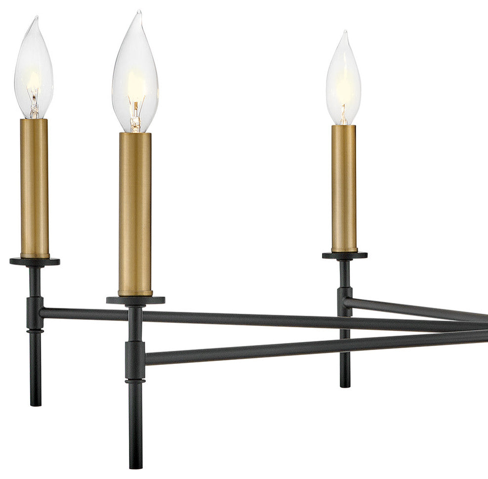 Lark 83077 Hux 7 Light 36"W Taper Candle Style Chandelier - Lacquered Brass