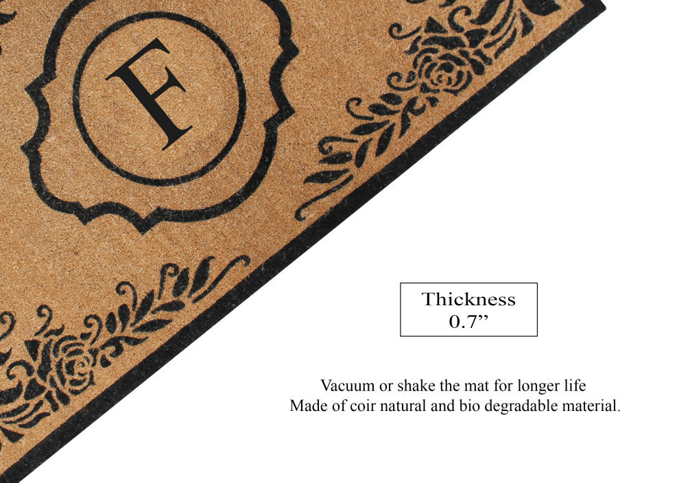 A1HC First Impression Hand Crafted Ella Entry Coir Monogrammed Double Doormat, F