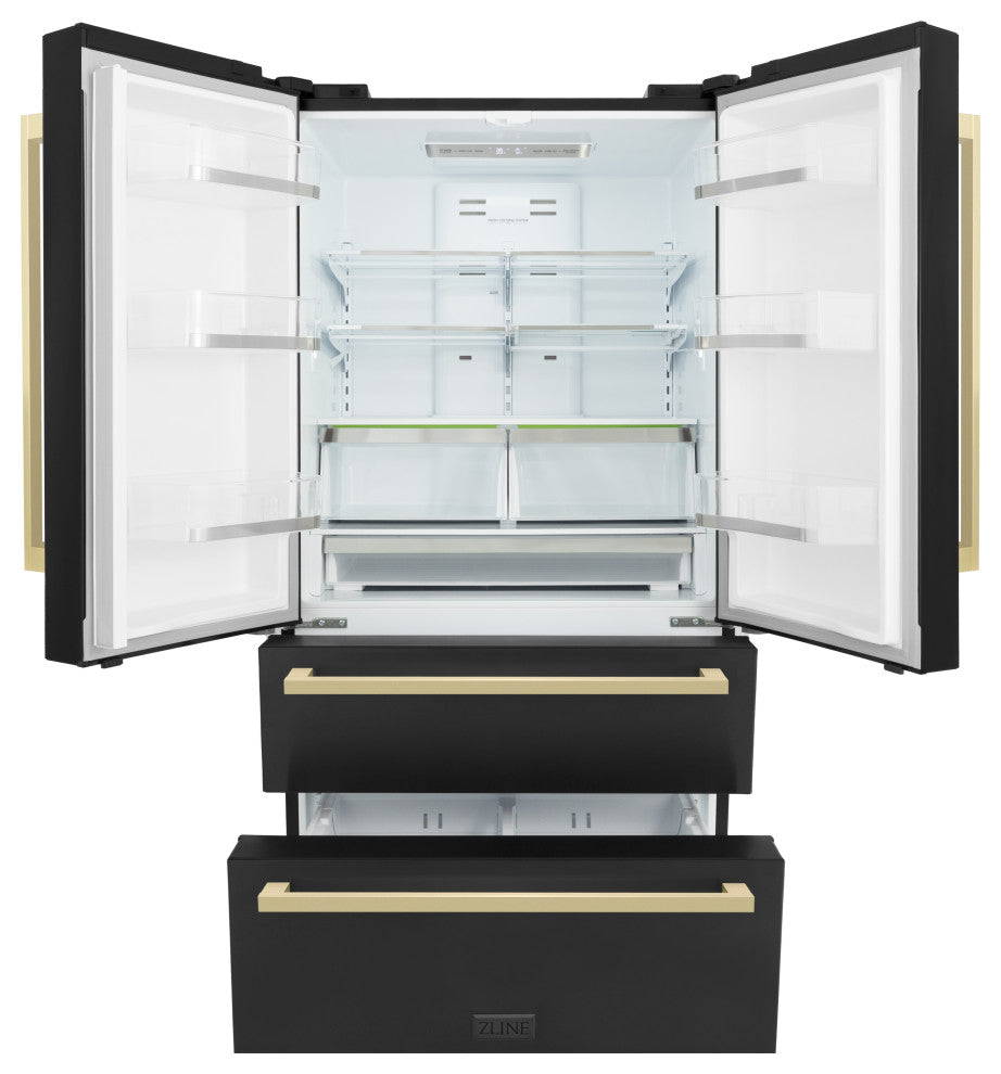 ZLINE Refrigerator With Ice Maker, Black Stainless RFMZ-36-BS-FCB