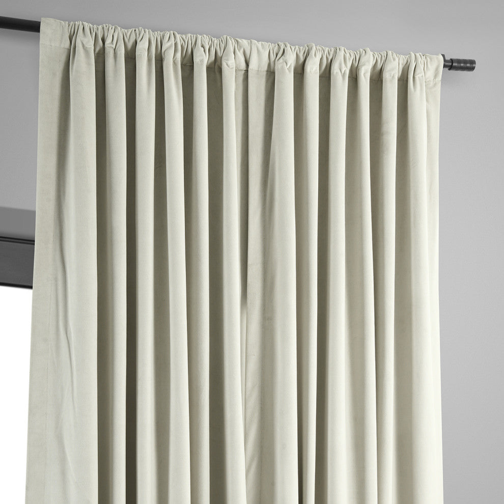 Signature Warm Off White Doublewide Blackout Velvet Curtain Panel, 100x108