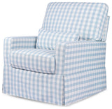 Crawford Pillowback Comfort Swivel Glider, Blue Gingham