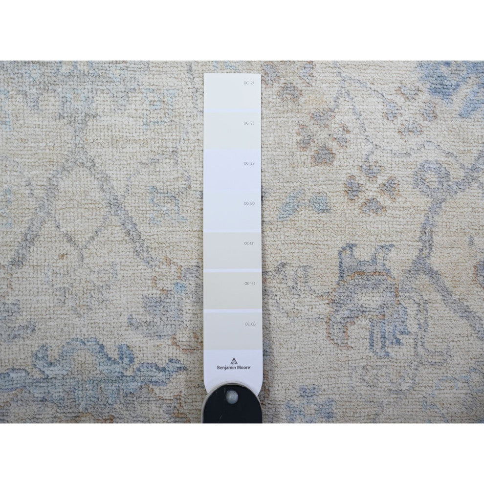 Broken White Peshawar Washed Out Faded Colors Hand Knotted Rug, 3'10"x5'9"