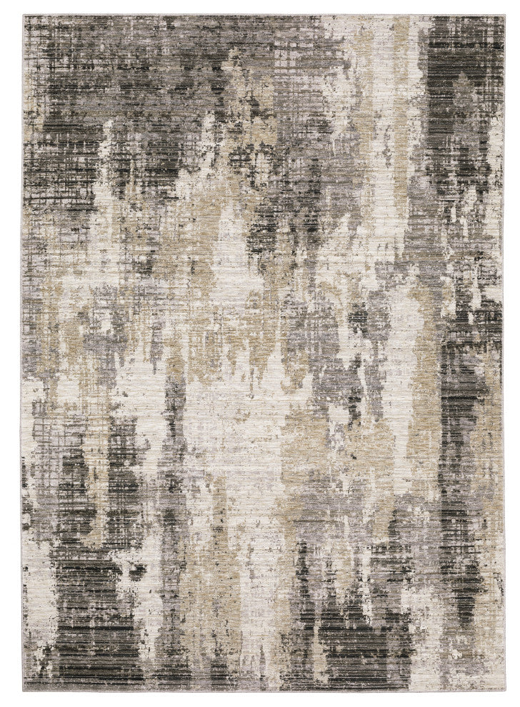 Noble Abstract Etchings Grey/ Beige Indoor Area Rug, Grey, 7'10"x10'10"