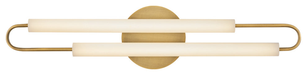 Hinkley EOS Lg 25" LED Bath Vanity Light Fixture, Lacquered Brass + Etched Glass