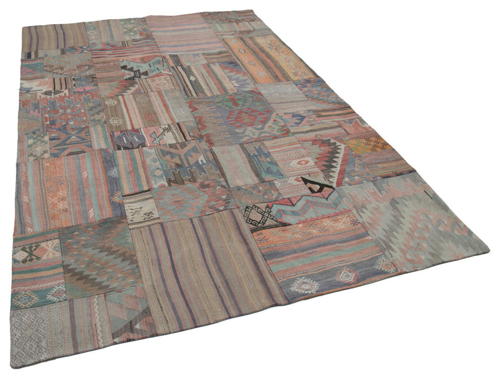Rug N Carpet - Handmade Turkish 6' 8'' x 9' 10'' Vintage Patchwork Kilim Rug