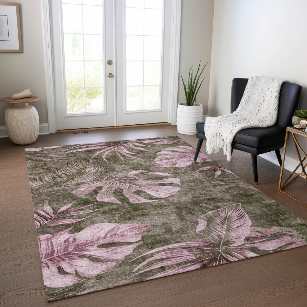 Machine Washable Indoor/Outdoor Chantille ACN1887 Brown 5' x 7'6" Rug