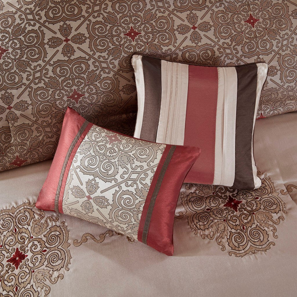 Madison Park Essentials Delaney 24-Piece Room-in-a-Bag Comforter Set, Red, Queen