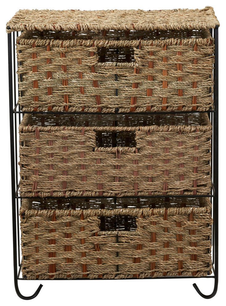 3 Drawer Wicker Storage Unit