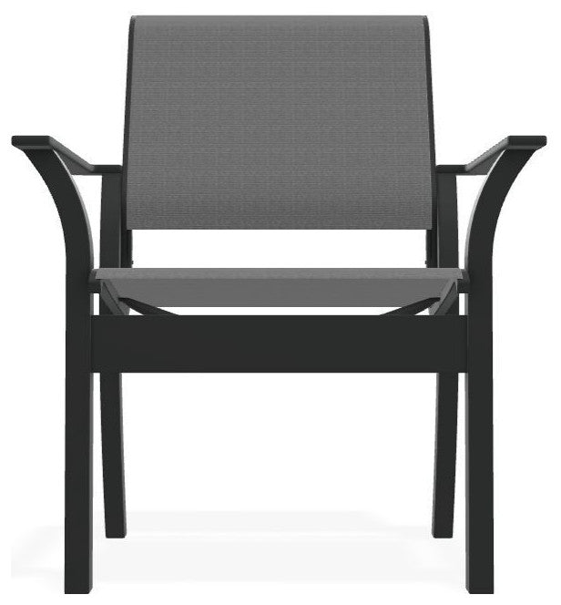 Leeward Sling Stackable Outdoor Dining Chair, Titanium/Graphite