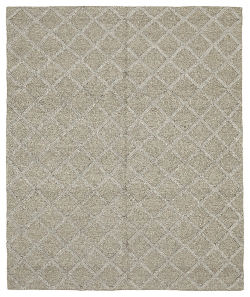 Rug N Carpet - Handwoven Modern Design 8' 1'' x 10' 0'' Wool Flatweave Kilim Rug