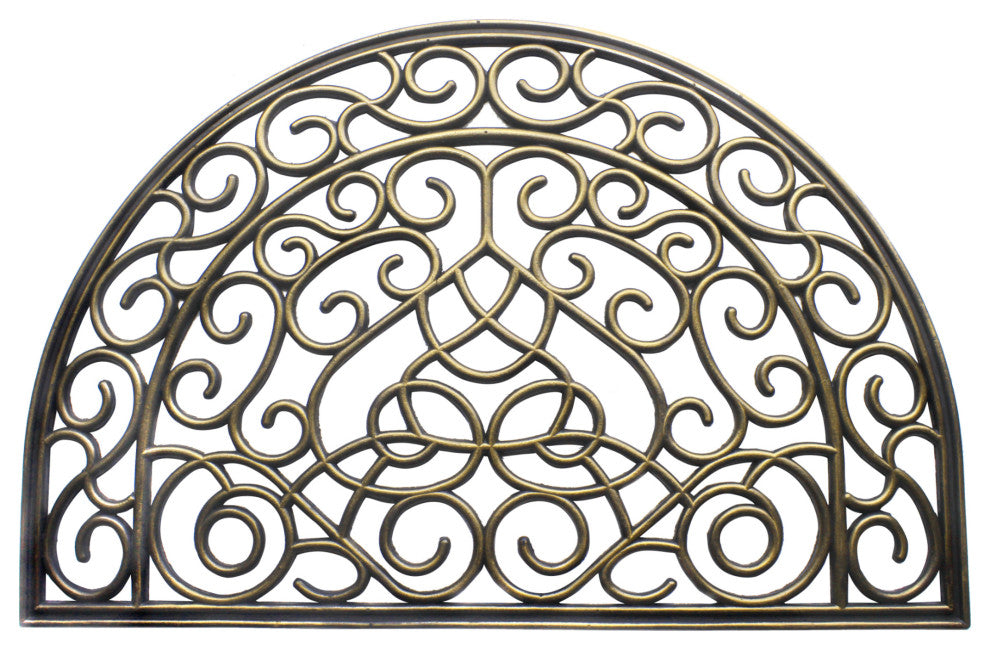 Gold Moulded Vines Half-round Rubber Doormat, 24"x36"