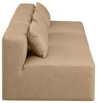 Cube Upholstered Modular Sofa, Tan, 3-Piece: 3 Armless Chair, Vegan Leather