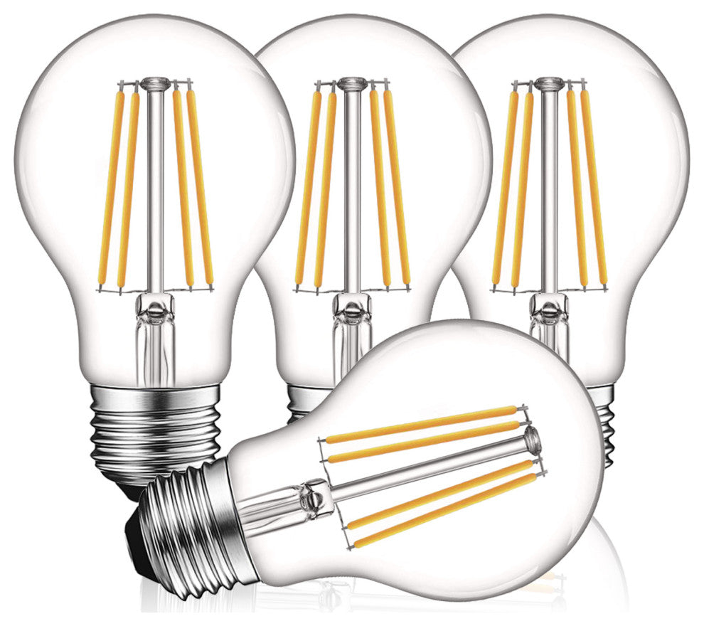A19 LED Edison Bulb Dimmable Soft White 800lm 8W E26 4-Pack
