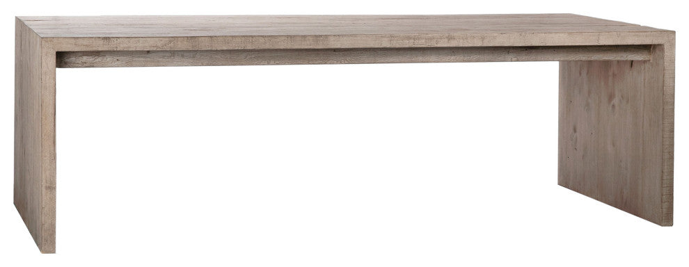 Evie Reclaimed Pine 94" Waterfall Style Dining Table, Light Wash