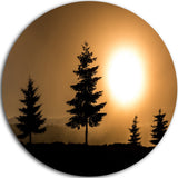 Bright Sunrise Tree Silhouette, Landscape Round Wall Art, 11"