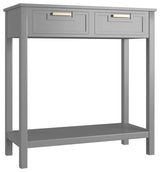 Console Sofa Table with 2 Drawers and Bottom Shelf, Grey