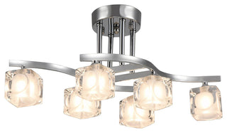 Delphina Chrome 6-Light Semi-Flush mount with Clear Glass Shade