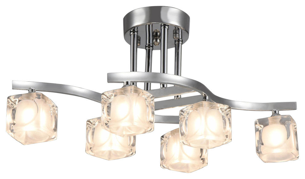 Delphina Chrome 6-Light Semi-Flush mount with Clear Glass Shade