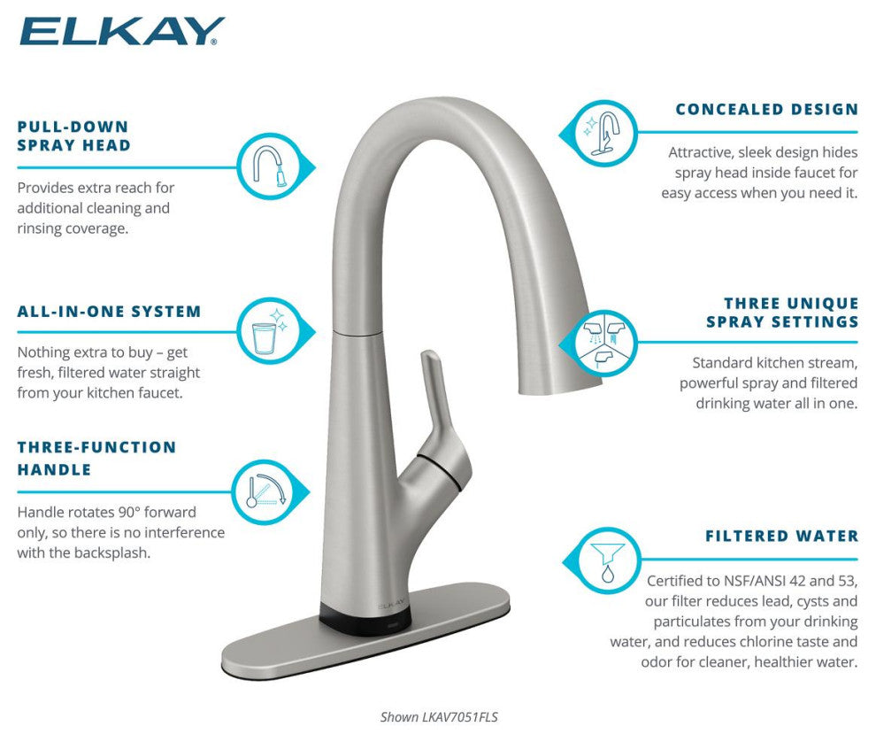 Avado Single Hole 2-in-1 Kitchen Faucet with Filtered Drinking Water, Chrome