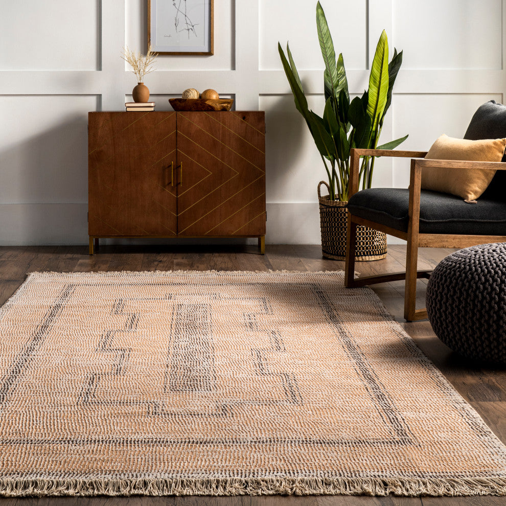 Ginger Cotton-Blend Area Rug, Tan 10'x14'