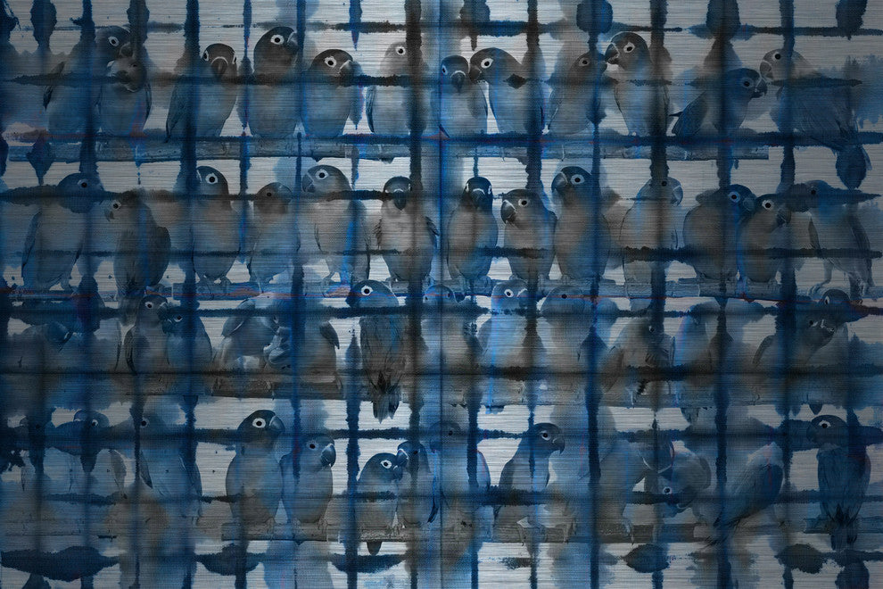 "Crowded Blue" UV Ink Print on Brushed  Aluminum, 36"x24"