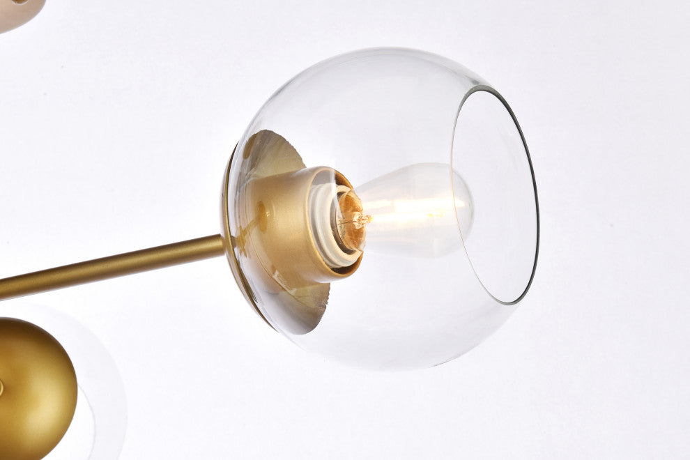 Brooke 26" Flush Mount, Brass With Clear Shade