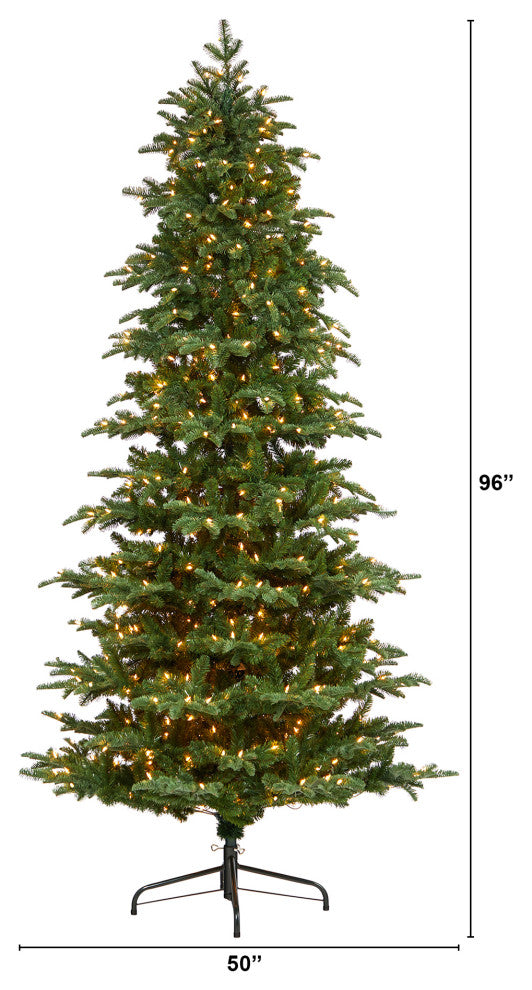 8' South Carolina Fir Faux Xmas Tree W/650 Clear Lights & 2598 Bendable Branches