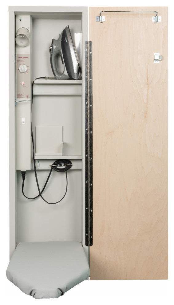 Deluxe Fixed Position Electric Ironing Center, Flat Maple Veneer Door