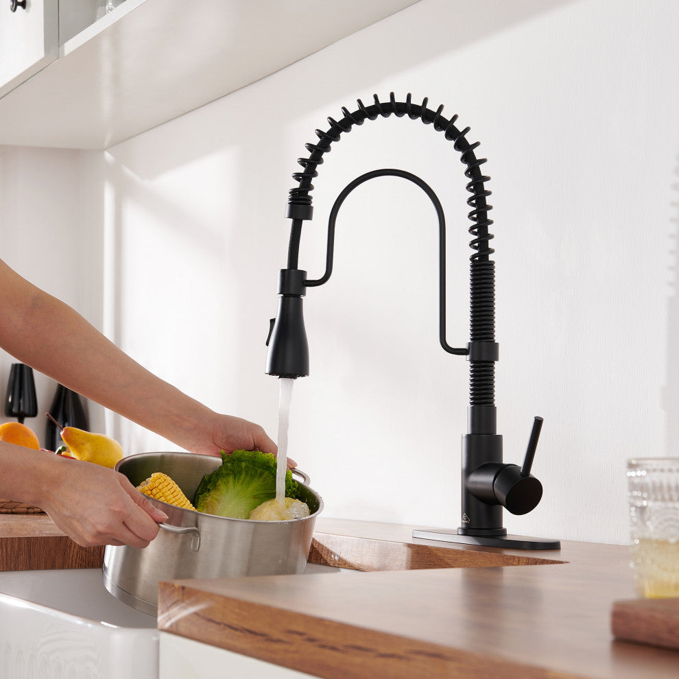 Kitchen Faucet Sink Mixer Faucet Pull Down Sprayer Single Handle 1.8 GPM, Matte Black