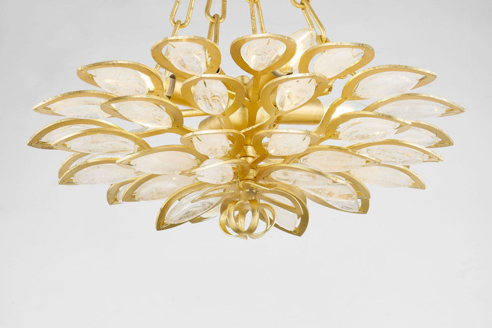 Vittoria 14" Wide Gold Leaf Semi Flush Mount