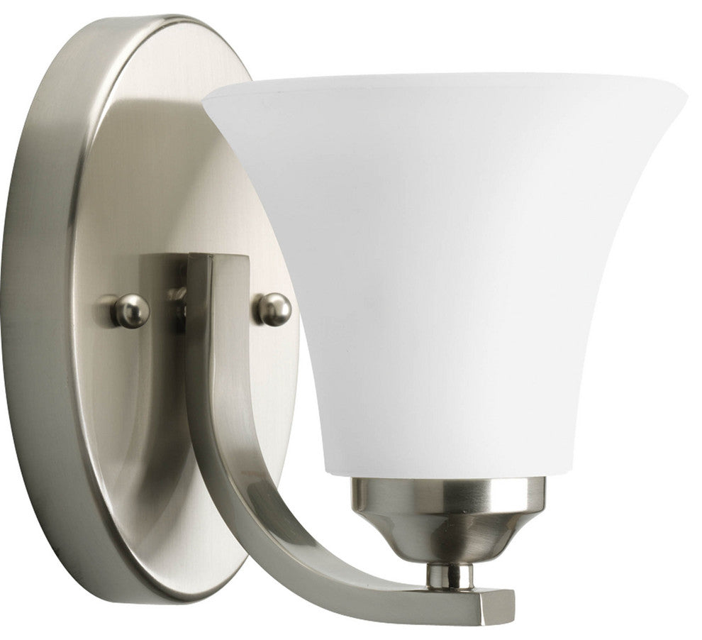 Progress Lighting Adorn 1-Light Bath Light With Etched, Brushed Nickel